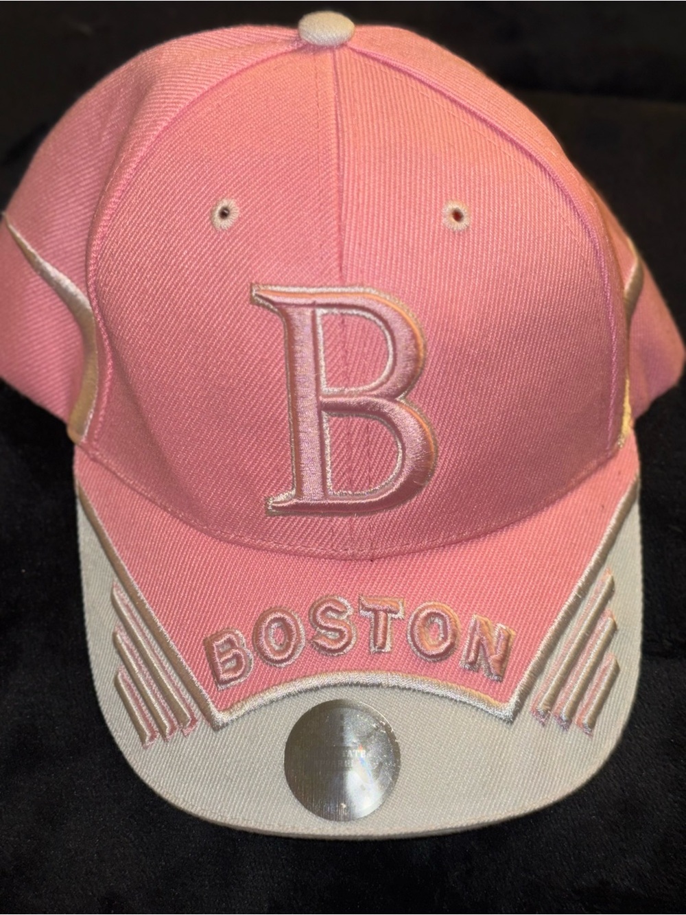 Boston Kids' Pink Baseball Cap with 'B' Embroidery
